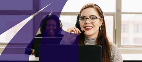 Young woman working on a laptop computer